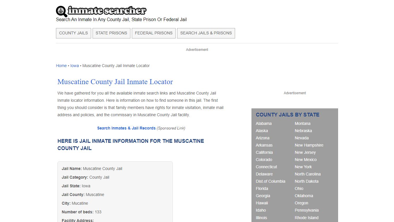 Muscatine County Jail Inmate Locator - Inmate Searcher